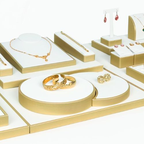 Gold+white Pu jewelry display