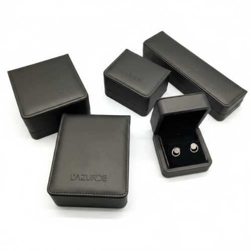 Emboss logo PU leather jewelry box