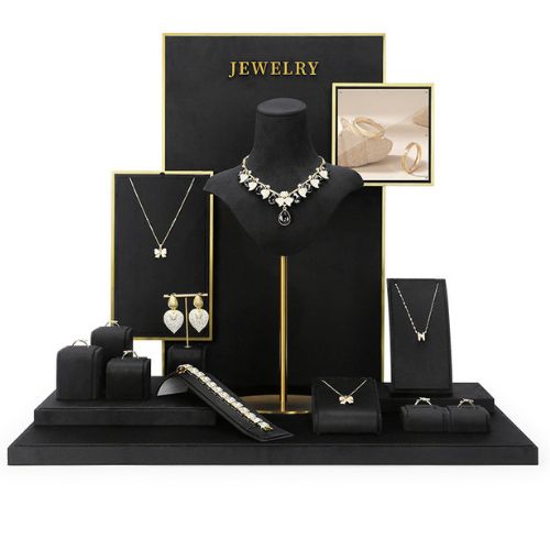 Black velvet jewelry display
