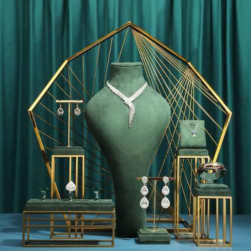 Green Velvet jewelry display
