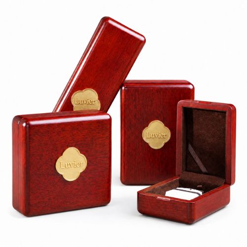 metal logo wood jewelry box