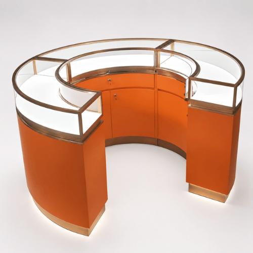 Painted color curved jewelry showcase