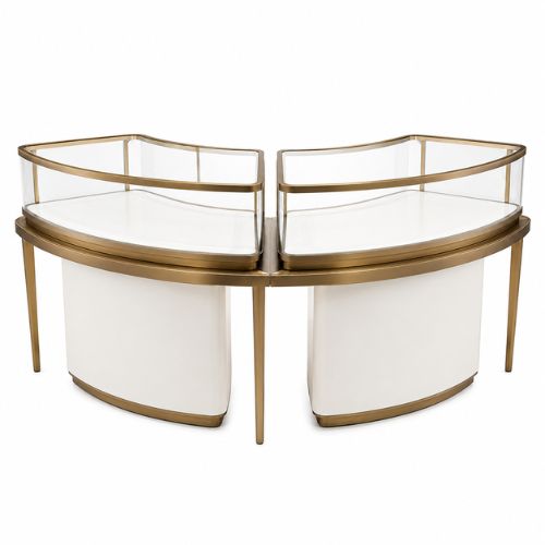 Curved jewelry showcase
