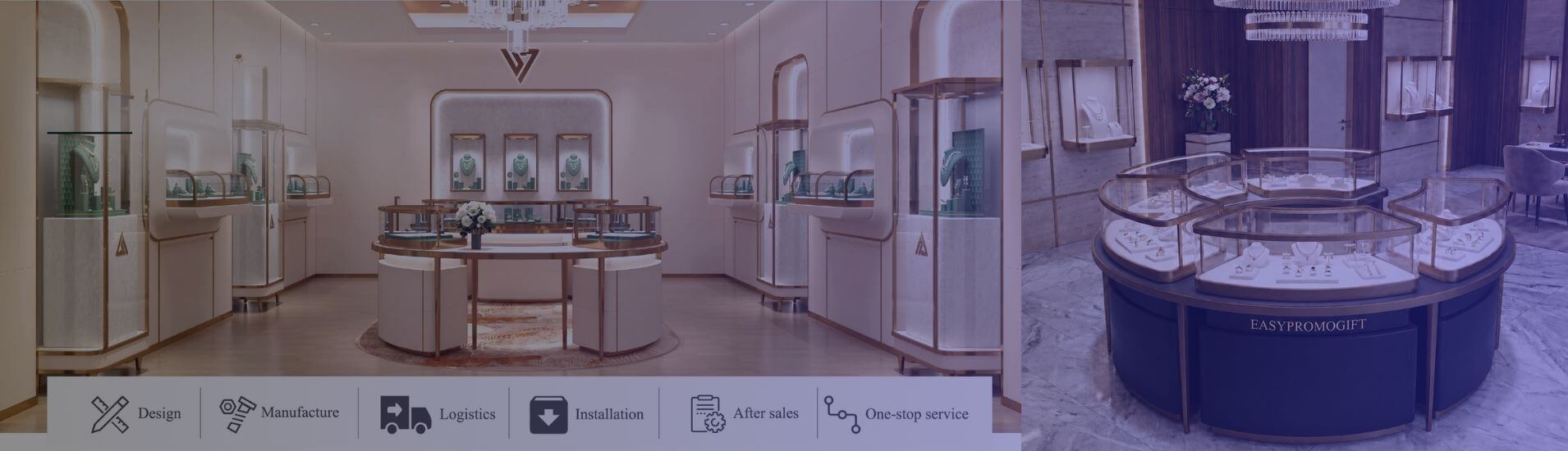 Custom jewelry showcases for a luxury retail store