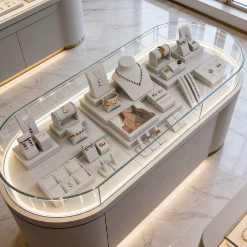 Front showcase with jewelry display